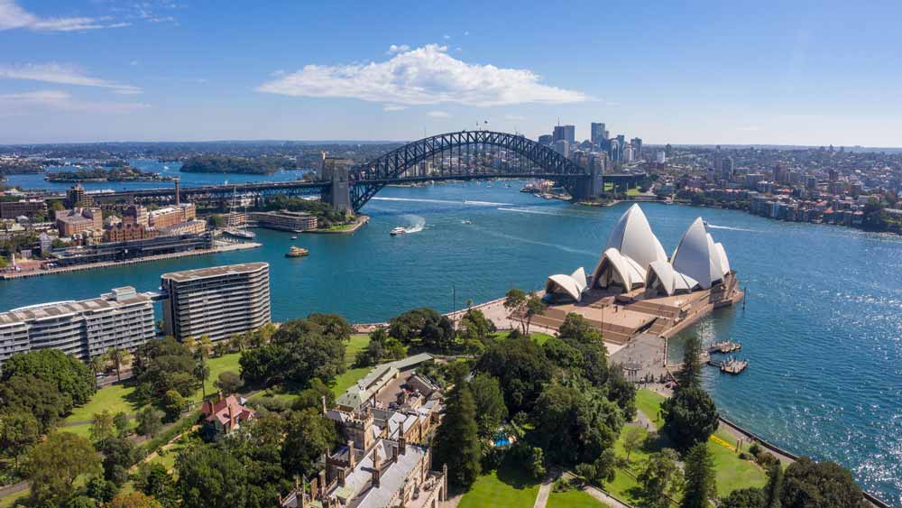 Sydney Opera House og Sydney Harbour Bridge.