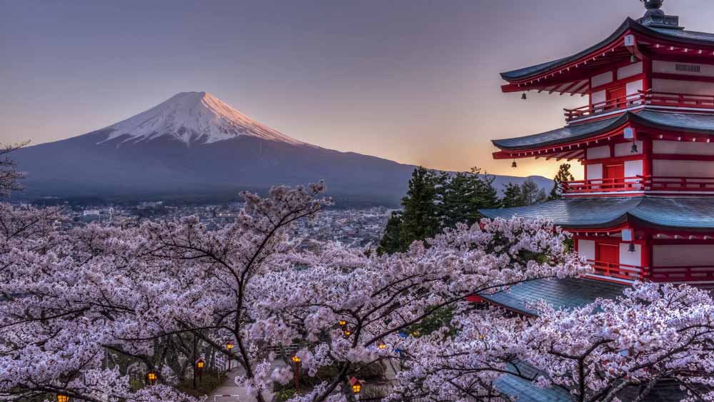 Hakone og Mt Fuji.